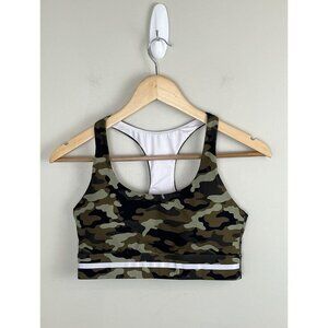 ZYIA Active Green Camo Reflective Soft n‎ Snug Racer Back Sports Bra Sz M